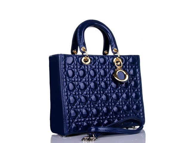replica jumbo lady dior patent leather bag 6322 royablue with gold